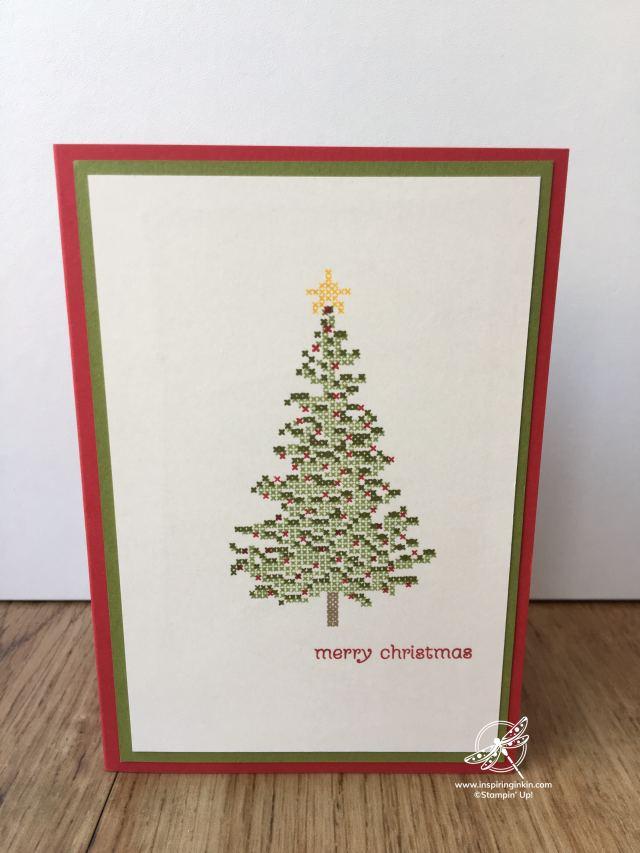 Cross-stitched Christmas Card Stampin' Up! UK Inspiring Inkin' Amanda Fowler