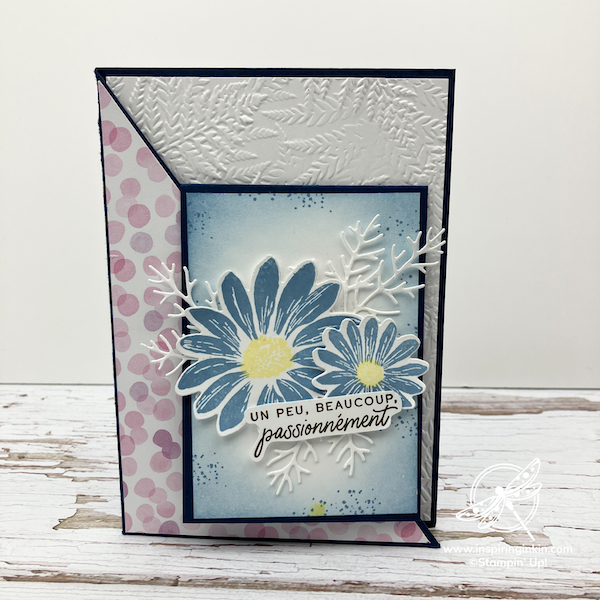 Cheerful Daisies Fun Fold Card Stampin' Up! UK Inspiring Inkin' Amanda Fowler Card made by Celine Leger